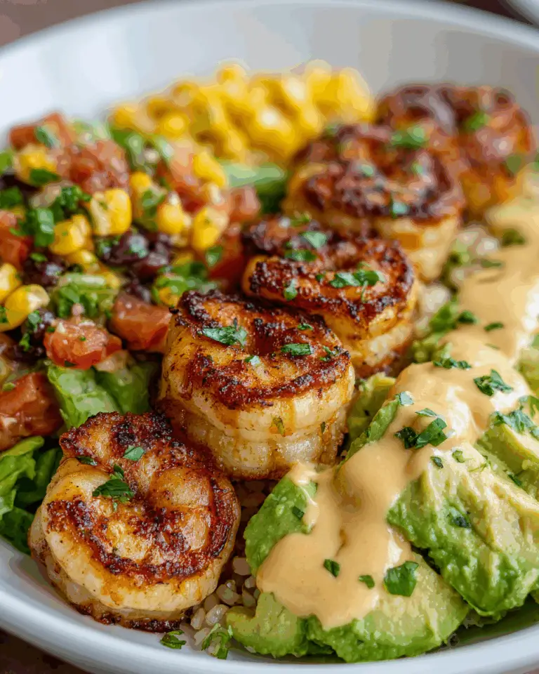 grilled-shrimp-bowl-with-avocado-corn-salsa-creamy-sauce-featured-image